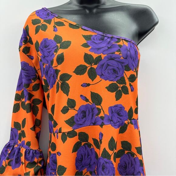 ASOS One Shoulder Mini Skater Dress with Double Bubble Sleeve Size 8 - Picture 4 of 12